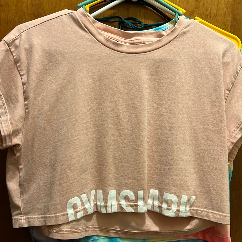 Pink Gymshark Cropped Shirt